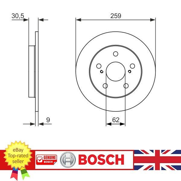 Brake Discs For Toyota AURIS 10-12 4243102190 BOSCH 0986479765