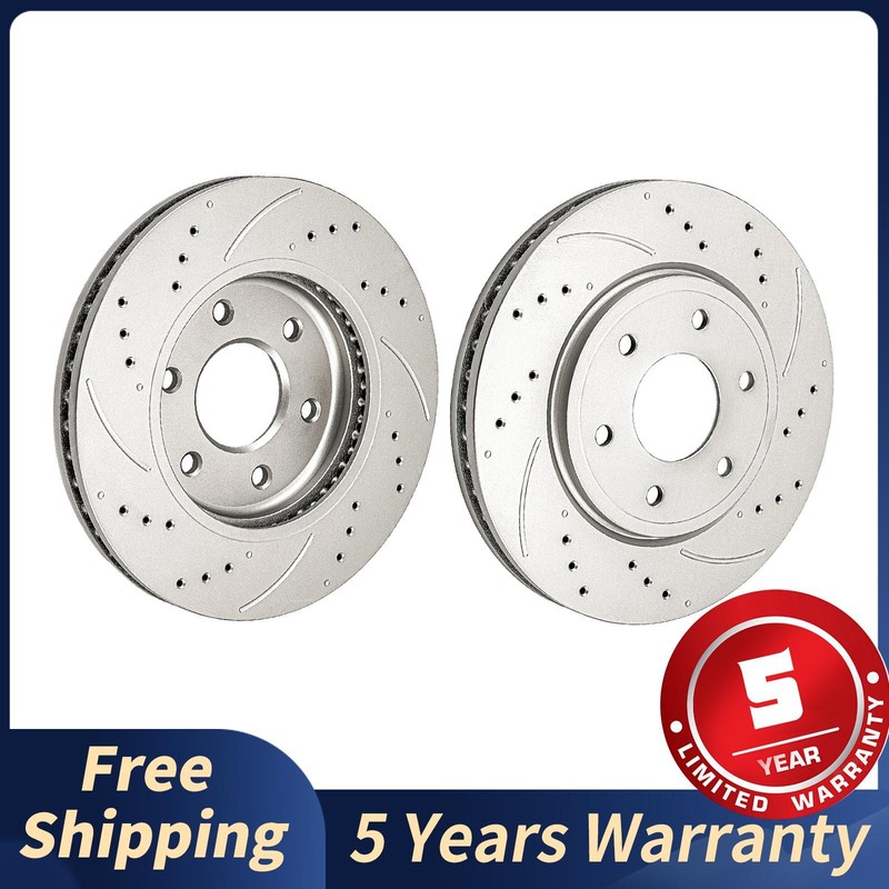 2x Front Drilled Slotted Rotors Fits 2005-2019 Nissan Frontier Suzuki Equator