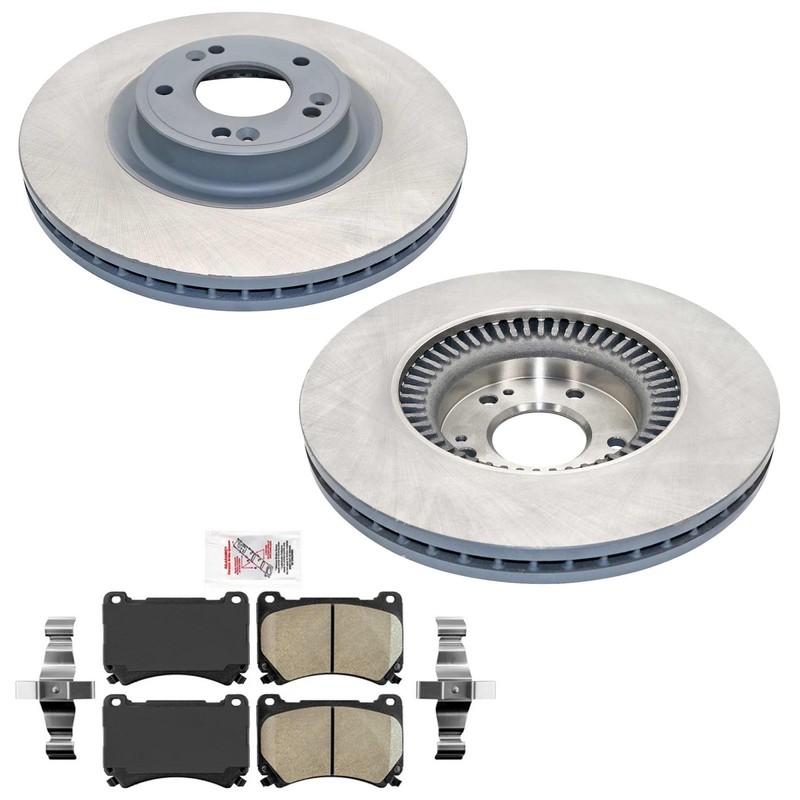Front Coated Disc Brake Rotors & Brake Pads for Hyundai Genesis 3.8L 4Door 12-14