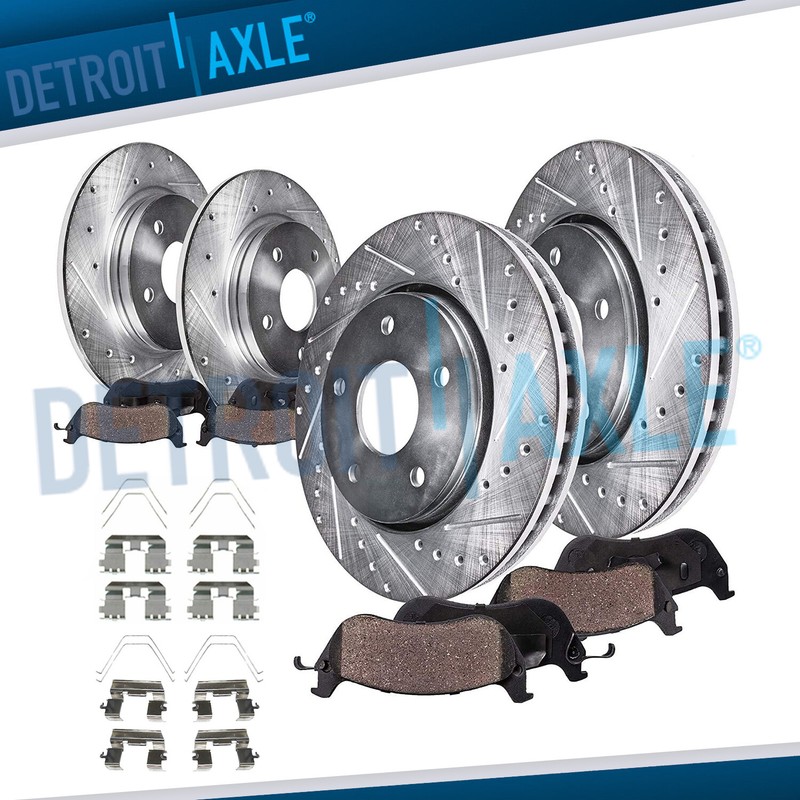 Front & Rear Drilled Rotors + Brake Pads for 2009-2010 Honda Accord Acura TSX