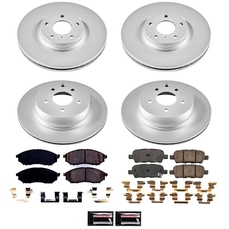 Powerstop Front Rear 4 Wheel 308mm Disc Rotors & Pads Kit for EX35 M35 M45 370Z