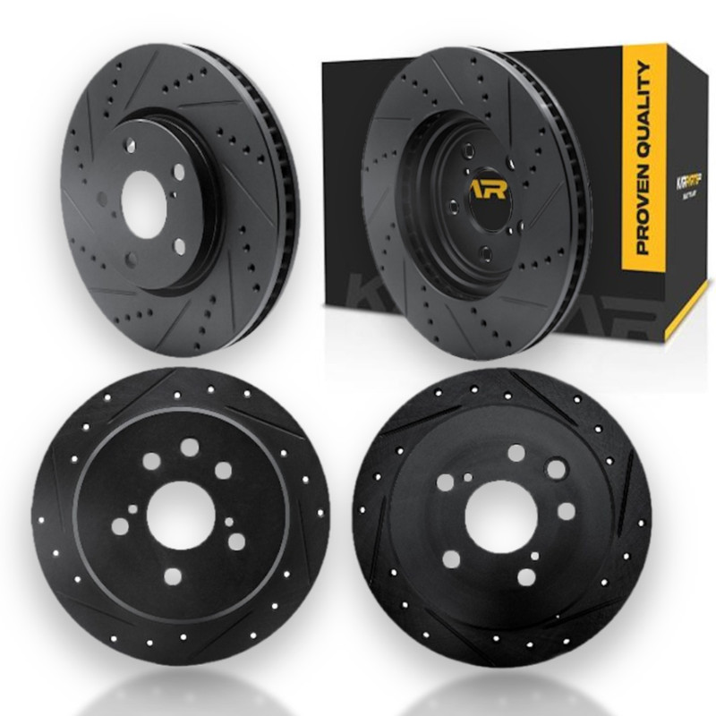 For Lexus IS250 2009 10 11 12 2013 Rotor Set | Black | Drilled And Slotted