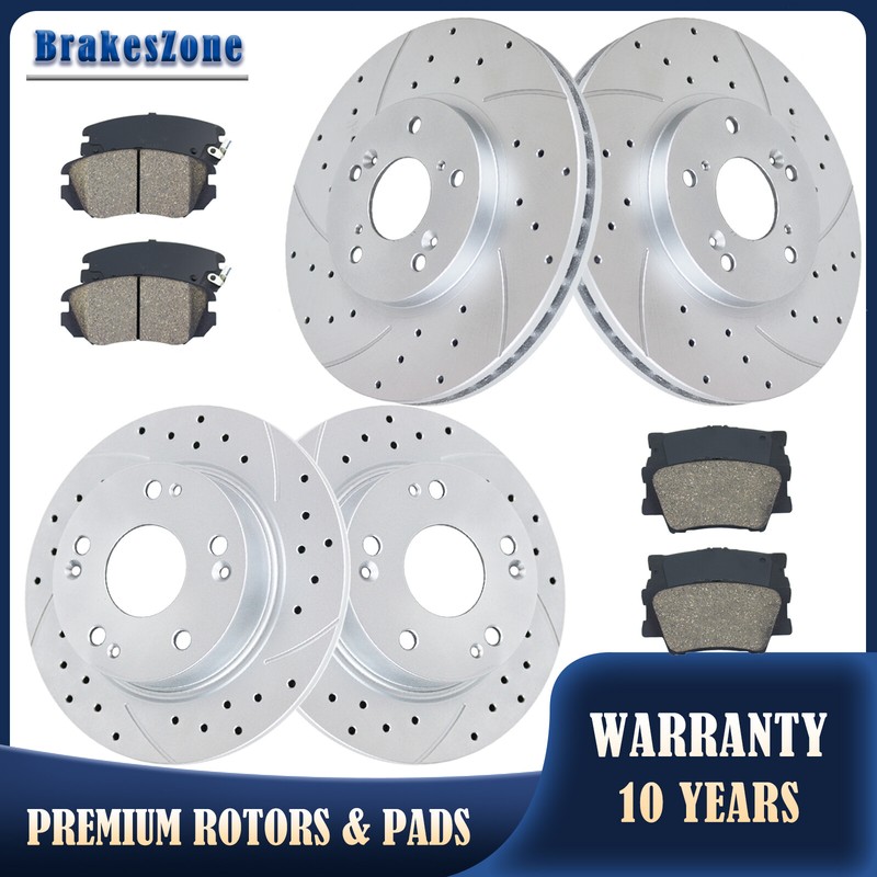 Fit for 2003-2007 Honda Accord 282mm Front and 260mm Rear Brake Rotors Pads Kit