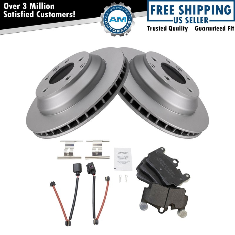 Brake Coated Rotor & Metallic Pad Kit Rear for Audi Q7 VW Touareg Porsche