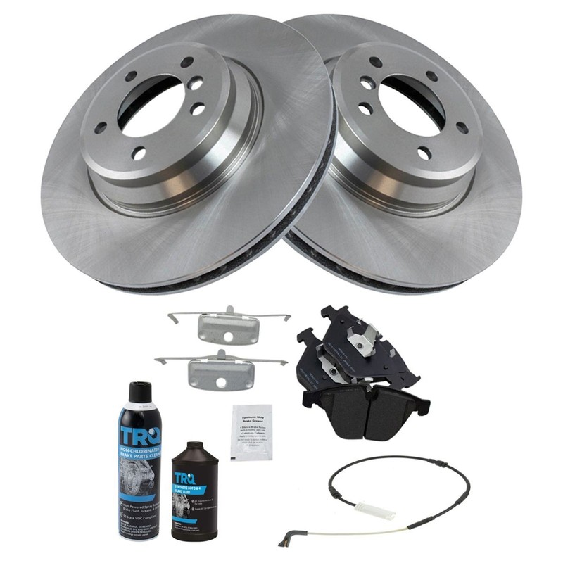 Front Disc Rotor & Brake Pad Left & Right Kit w/ Sensors w/Chemicals