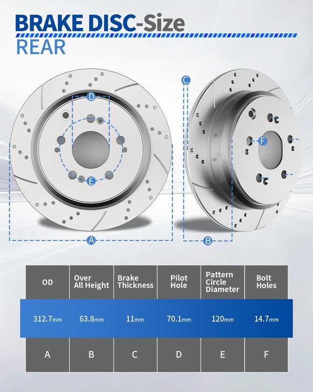 Rear Brake Rotors Pads Kit for Honda Odyssey 2005-2010 Drilled Slotted Brakes gallery