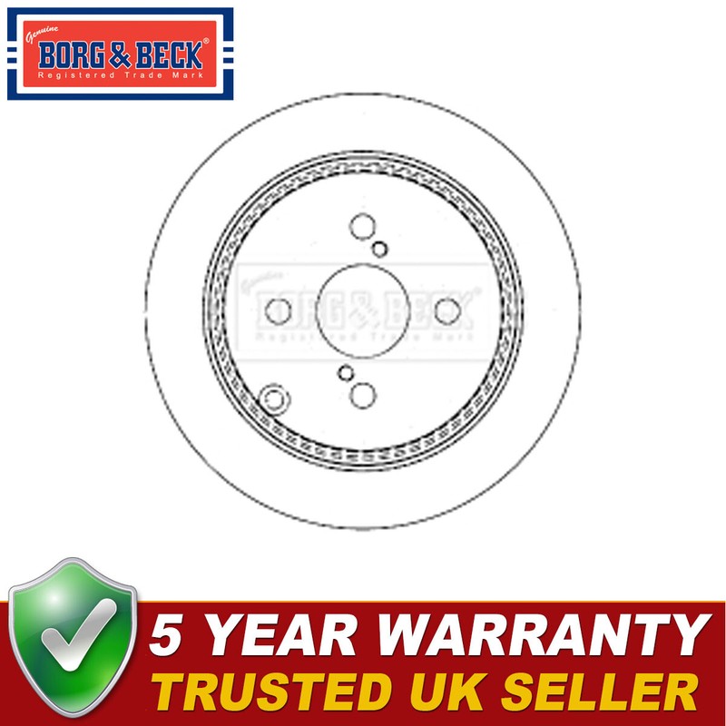 Borg & Beck Rear 1x Brake Disc Fits Toyota Corolla 2001-2008 1.4 1.6 1.8