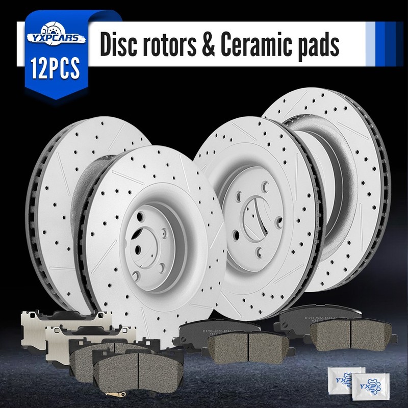 Front Rear Brake Disc Rotors Ceramic Brake Pads for 2019 Ford Mustang EcoBoost