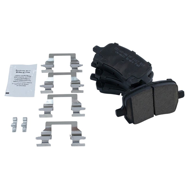 TRQ Ceramic Brake Pads & Performance Drilled Slotted Rotor Kit Front Rear gallery