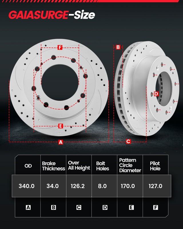 [Rear] Brake Rotors + Brake Pads For Ford F-250 F-350 Super Duty Brake Kit 13.4" gallery