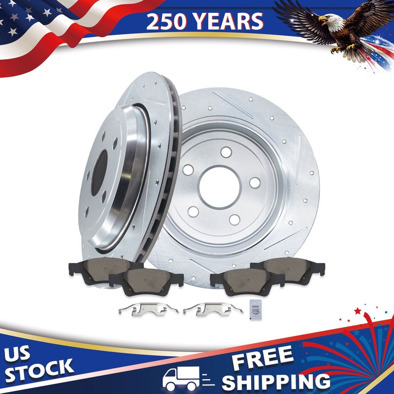 12.99″ Vented Rear Drilled Disc Rotors Brake Pads for Dodge Durango 2011-2025