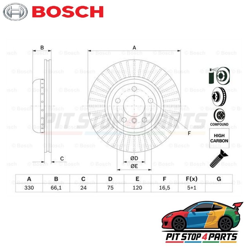 Bosch 0986479E07 Brake Disc Single 66 mm 34116794429 34116896652 9C4113