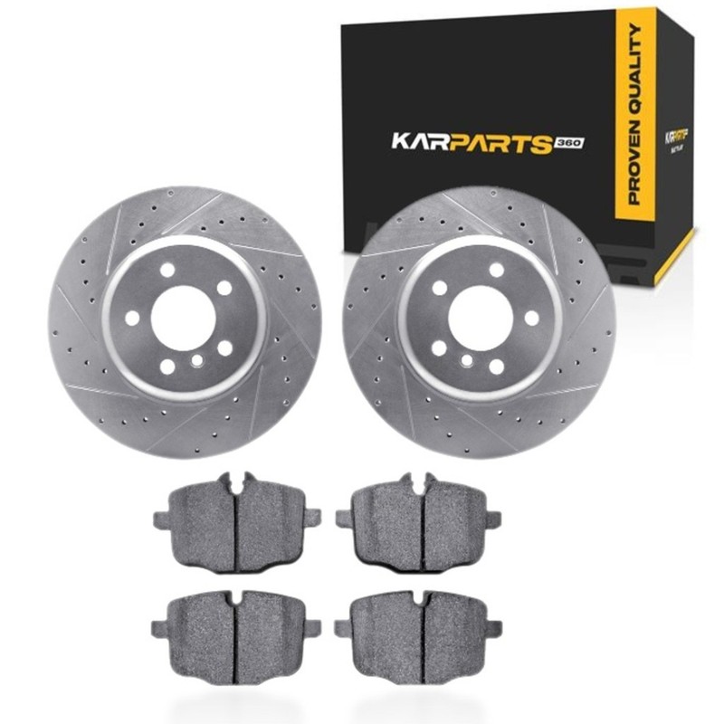 For BMW 745e xDrive 2020 2021 2022 Rotor Set | Silver | Drilled And Slotted