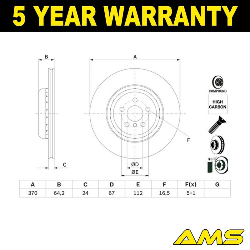 Fits BMW 7 Series X5 X6 8 X7 5 X4 + Other Models Brake Disc Rear AMS