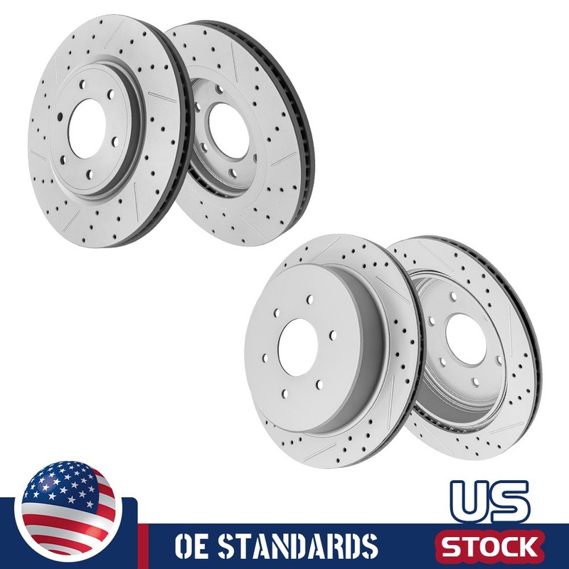 For 2017 – 2024 Nissan Titan 5.6L Front & Rear Drilled Disc Brake Rotors Set