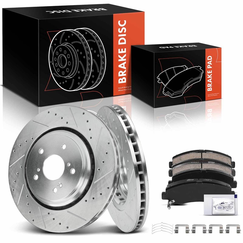 6x Front Drilled Brake Rotors & Ceramic Brake Pads for Acura TLX 2015 2016-2020