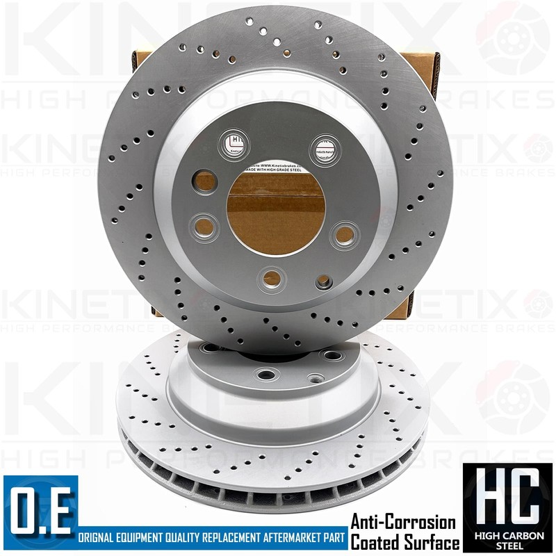 FOR PORSCHE CAYENNE 4.5 2002 - 2007 DRILLED REAR BRAKE DISCS BREMBO PADS 330mm gallery