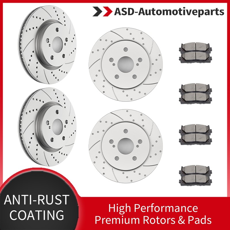 Front Rear Drilled Brake and Rotors Brakes Pads for RAV4 Venza C-HR ES250 UX200
