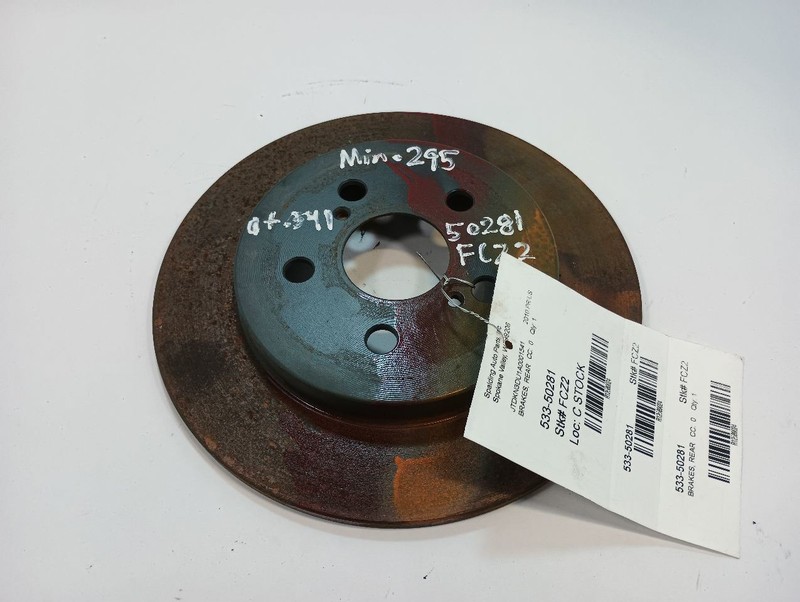 Rear Rotor from 2010 Toyota Prius 12589024