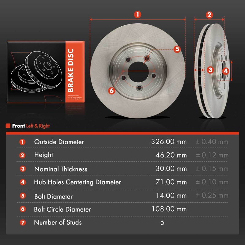 2x Front Disc Brake Rotors for Jaguar XJ8 Vanden Plas 2006-2009 S-Type 2006-2008 gallery