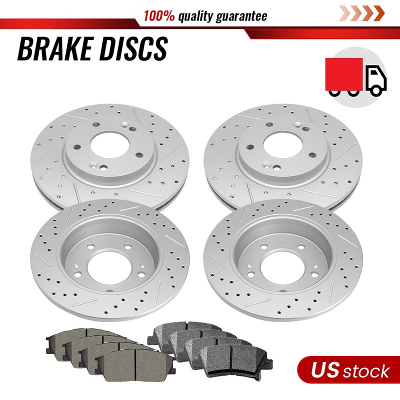 Front Rear Drilled Brake Rotors Brake Pad for Kia Soul 19-22 Hyundai Venue 20-23