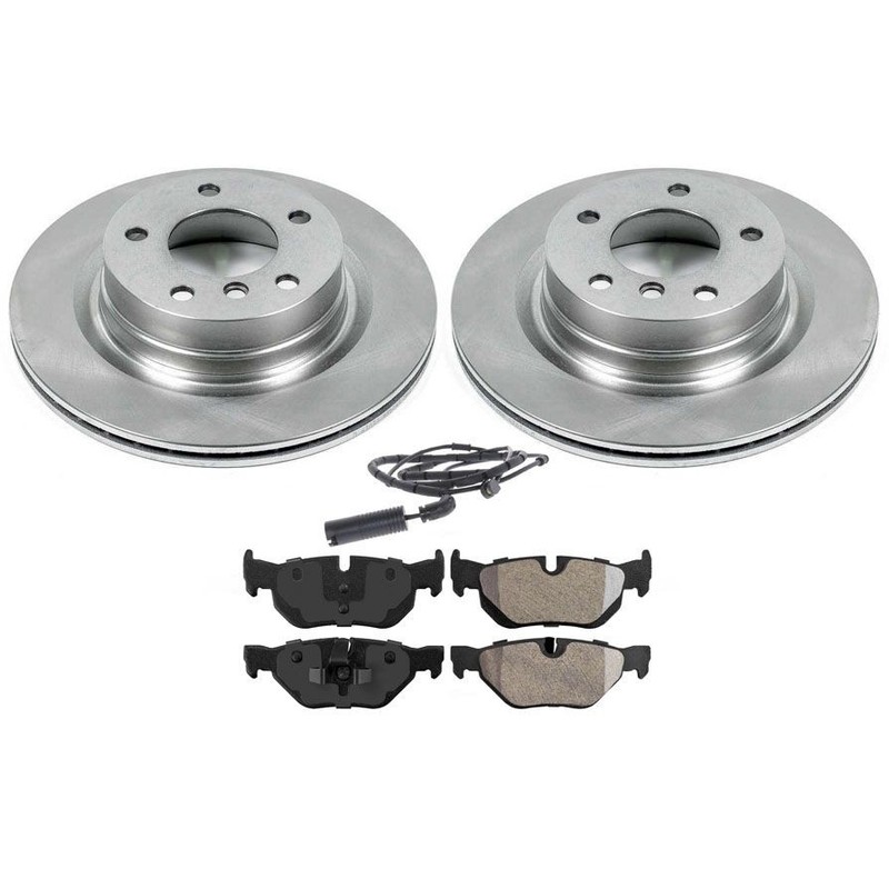 Fits For 2006 BMW 325i Rear Disc Rotors Brake Pads & Wear Sensor 4Pc Kit