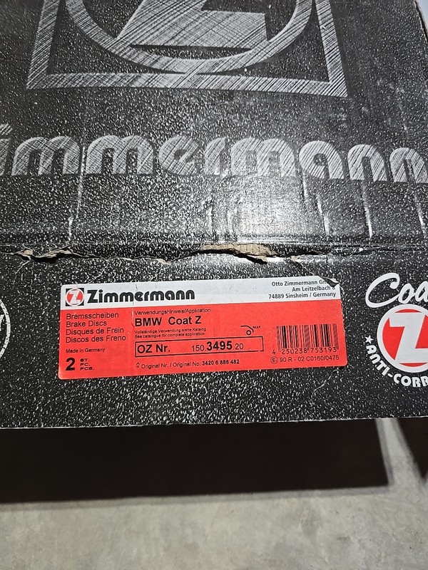2ea Zimmermann 150.3495.20 Standard Coat Z Disc Brake Rotor For 10-18 BMW X3 X4