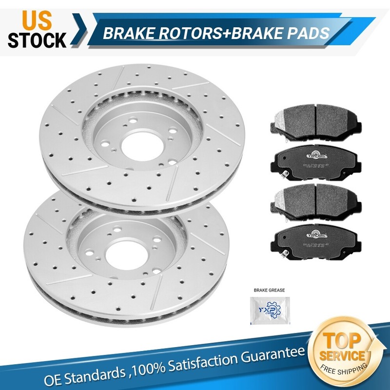 Front Drilled Rotors + Ceramic Brake Pads for 2003 – 2008 Honda Pilot All Models