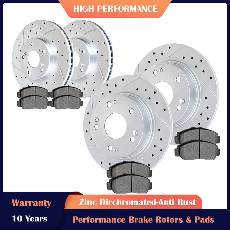 Front Rear Brake Rotors and Ceramic Pads for 2008-2012 2014-2017 Honda Accord LX