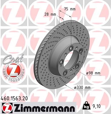 Zimmermann 460.1563.20 Brake Disc for Porsche