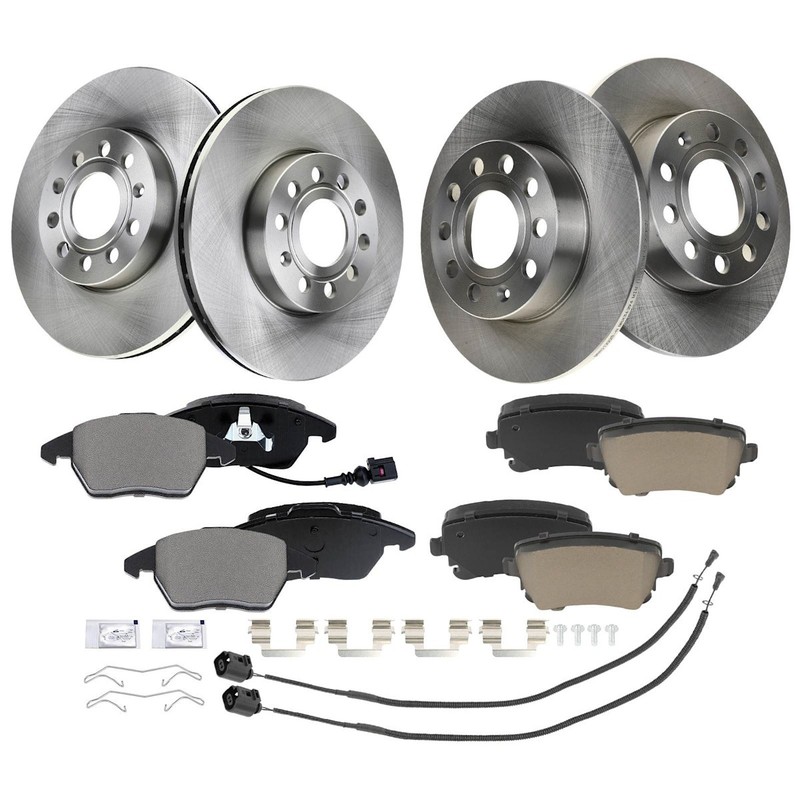 4-Wheel Set Brake Disc and Pad Kits Front & Rear for VW Volkswagen Golf Jetta gallery