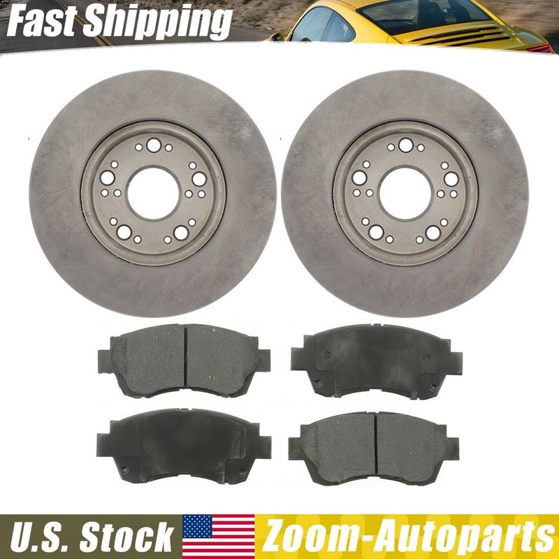 Front Brake Rotors + Ceramic Brake Pads for 1990 Lexus LS400