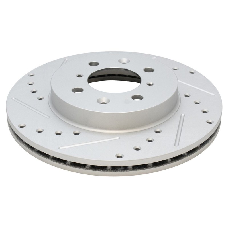 TRQ Rotor & Brake Pad Semi-Metallic Performance Drilled Slotted Front Kit gallery