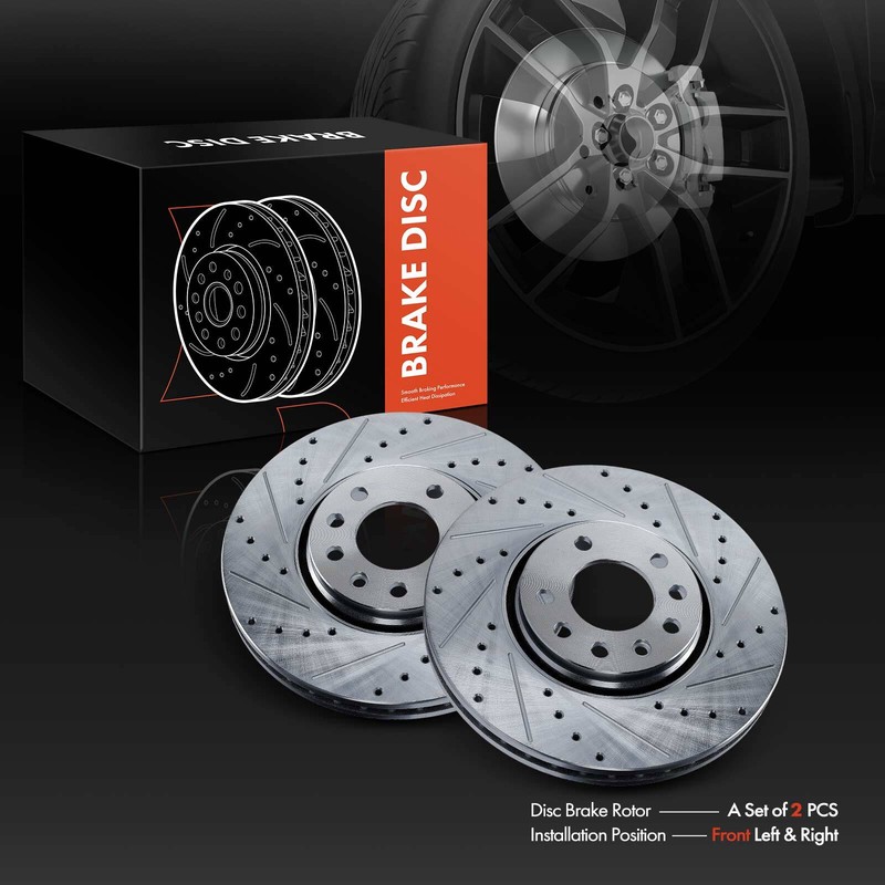 2x Front LH & RH Side Drilled Brake Rotors for Saab 9-3X 2010-2011 9-3 2003-2011 gallery