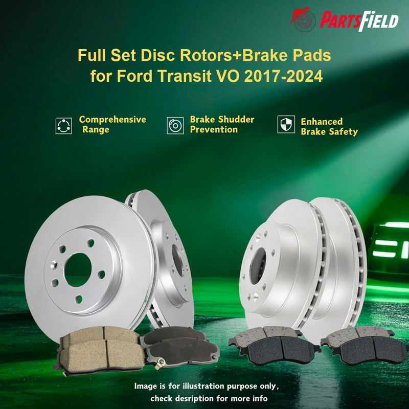Full Set Disc Rotors+Brake Pads for Ford Transit VO 2017-2024