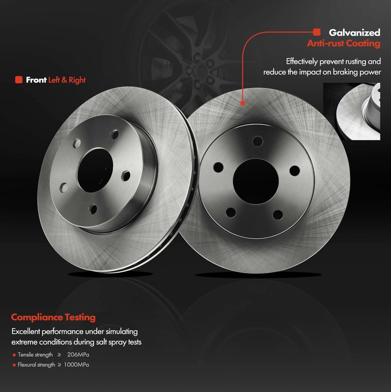 Pair Front Disc Brake Rotors for Jeep Grand Cherokee 1999-2004 4.0L 4.7L Vented gallery