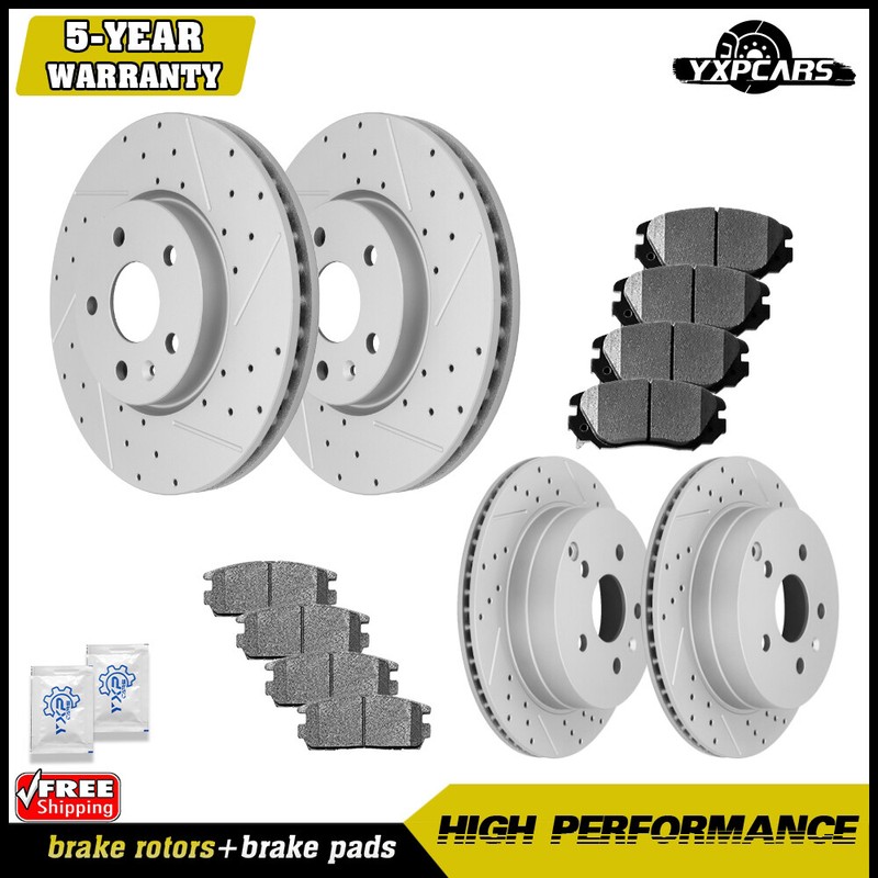 Front & Rear Drilled Rotors + Brake Pads for 2010-2017 GMC Terrain Chevy Equinox