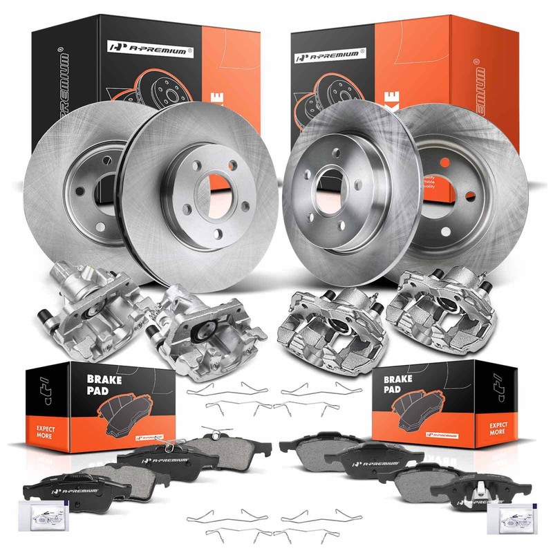A-Premium Disc Brake Rotor & Pads+Brake Calipers Front&Rear for Ford Focus 12-18