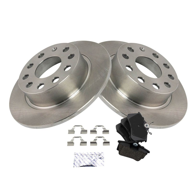 TRQ Rear Premium Posi Ceramic Disc Brake Pads & Rotor Kit for Volkswagen Audi gallery