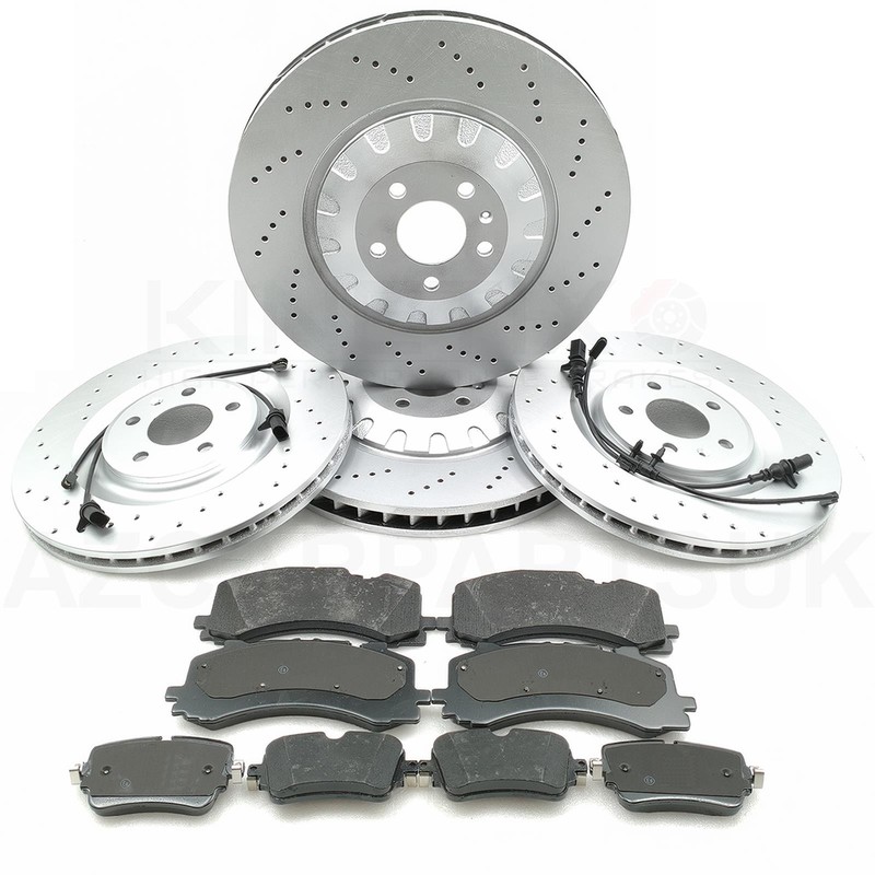 FOR AUDI Q7 60 TFSI FRONT REAR DRILLED BRAKE DISCS PADS WEAR SENSORS 400mm 350mm