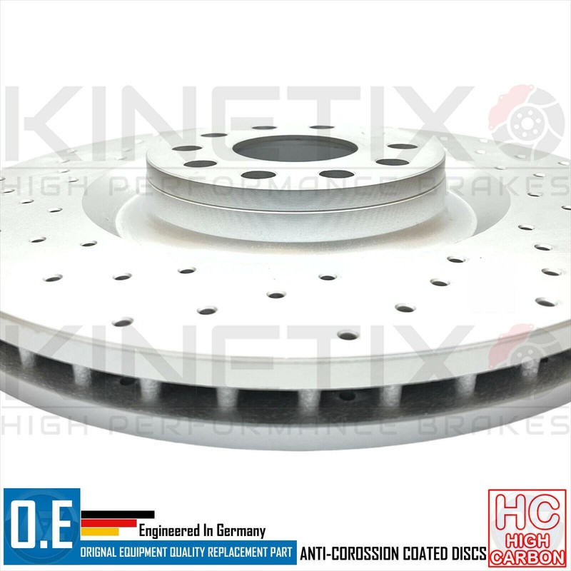 FOR VW GOLF R MK6 FRONT DRILLED KINETIX PERFORMANCE BRAKE DISCS BREMBO PAIR 345m gallery