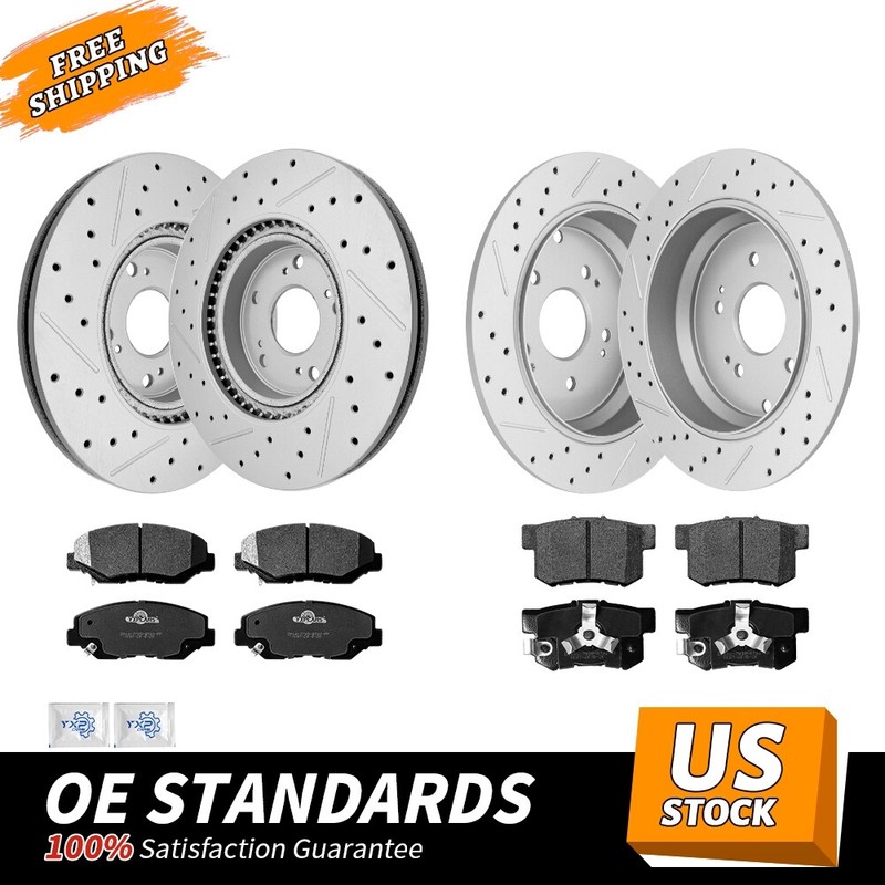 Front Rear Drilled Brake Rotors & Ceramic Pads for 2012 – 2016 Honda CR-V FWD