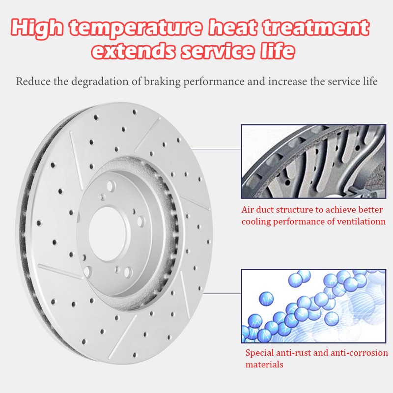 Front Drilled Slotted Rotors Ceramic Brake Pads for 2003 - 2006 Acura MDX 3.5L gallery