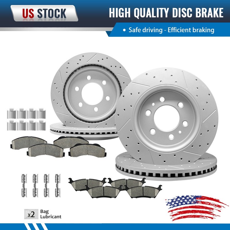 Front Rear Drilled Rotors Brake Pads for 2018 – 2020 F-150 Expedition Navigator