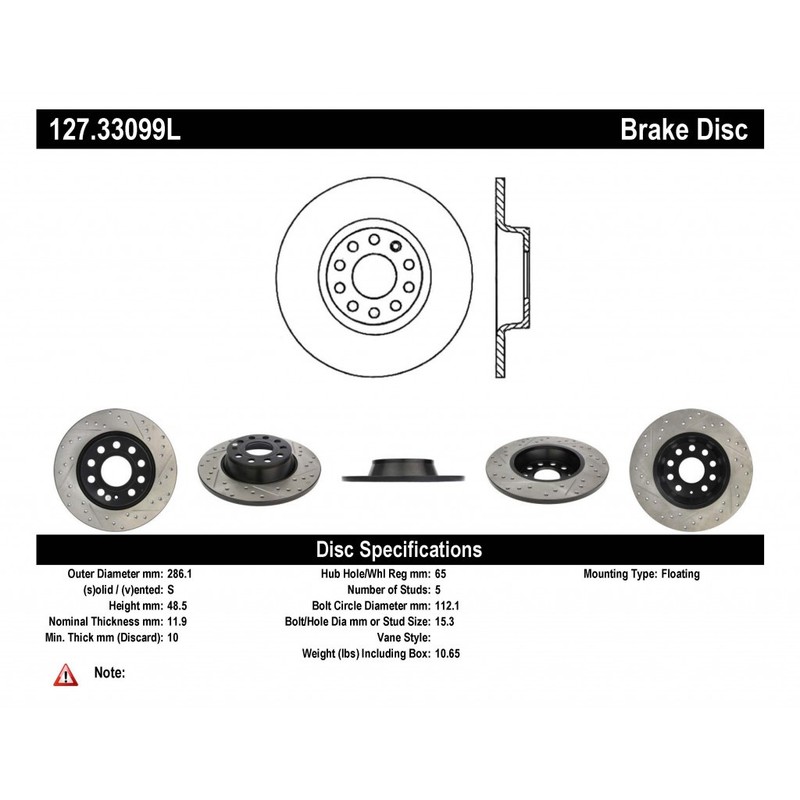 StopTech For Volkswagen Passat 2006-2008 Sport Slotted and Drilled Brake Rotor gallery