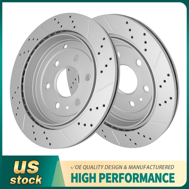 2pcs Rear Drilled Disc Brake Rotors Set for Saturn Outlook 2007 2008 2009 2010