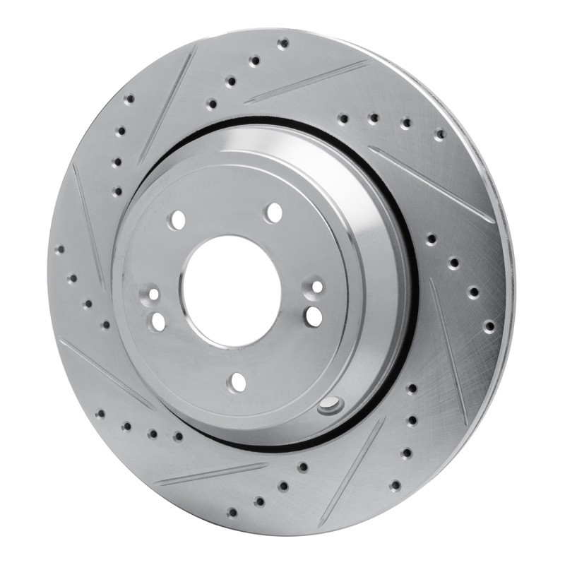 R1 Concepts Rear Left Drilled & Slotted Brake Rotor for Genesis G80 & Kia gallery