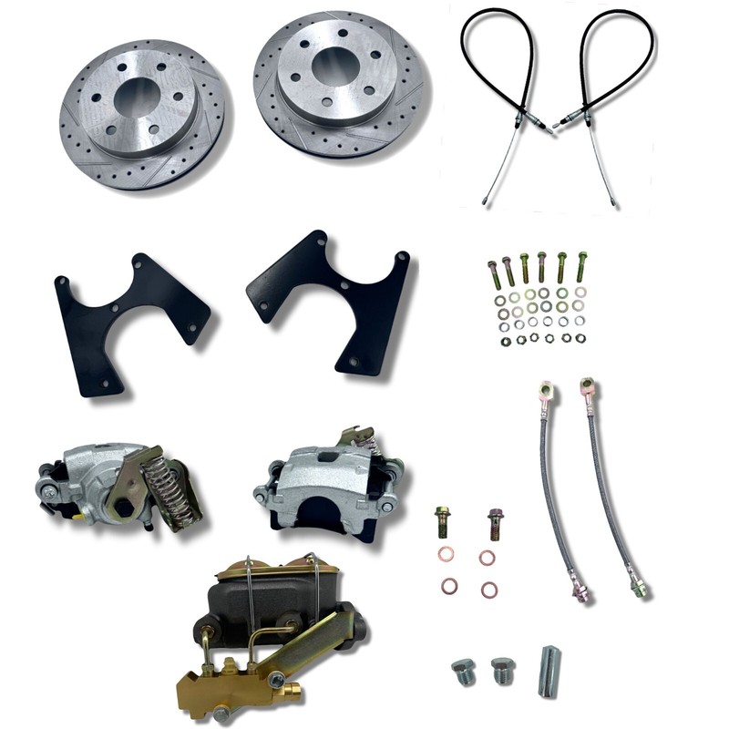 63-87 C10 Rear Disc Brake Kit 6 Lug Drilled & Slotted w/ e-brake & Master PV4