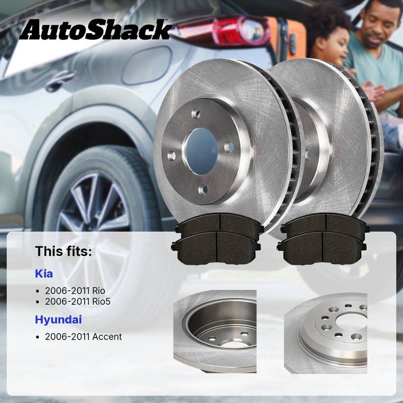 Front Brake Rotors Ceramic Pads Wheel Bearing for Hyundai, Accent 2006-2011 gallery