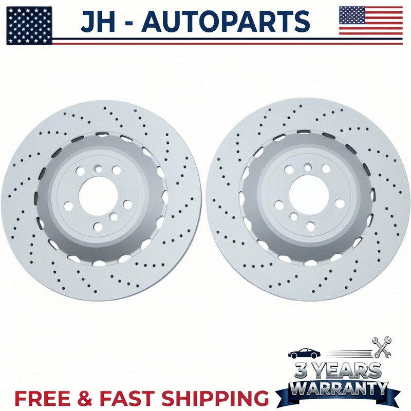 2PCS Rear Vented & Drilled Disc Brake Rotors For BMW F10 F12 F13 M5 M6